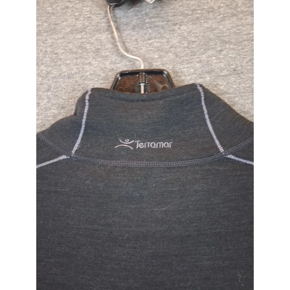 Terramar Womens Jacket XL‎ Black Fleece 1/4 Zip Merino Wool Blend Baselayer